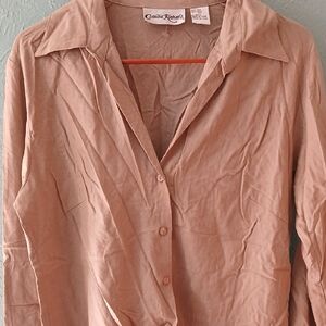 Claudia Richard Beige Button-Down Shirt